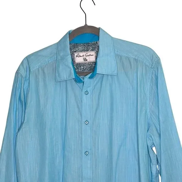 Robert Graham Men's Long Sleeve Button Down Shirt Aqua Blue Size XL - Picture 3 of 7